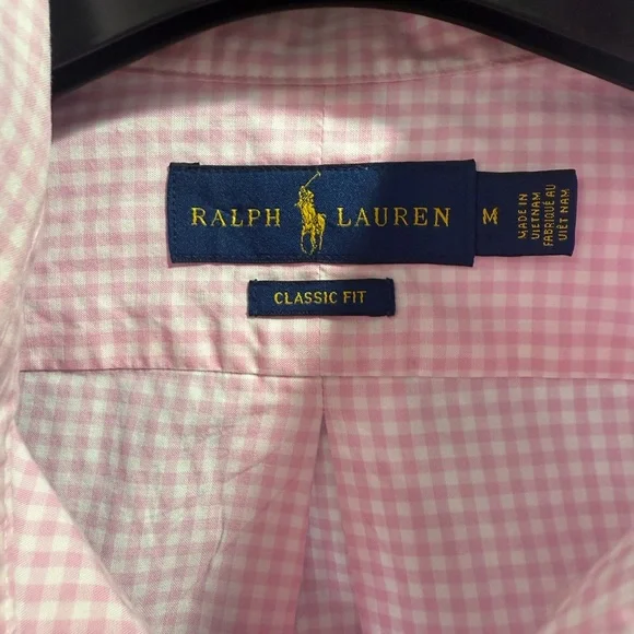 Ralph Lauren Men's Pink Gingham Button Down Shirt - Picture 6 of 6